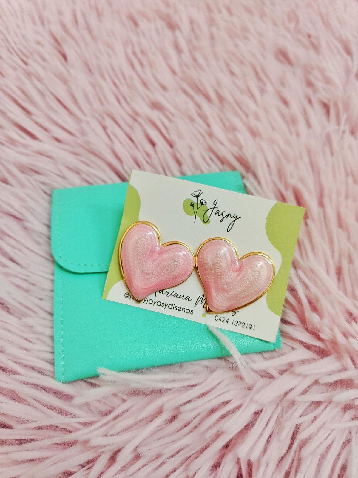 Zarcillos De Corazón Rosado