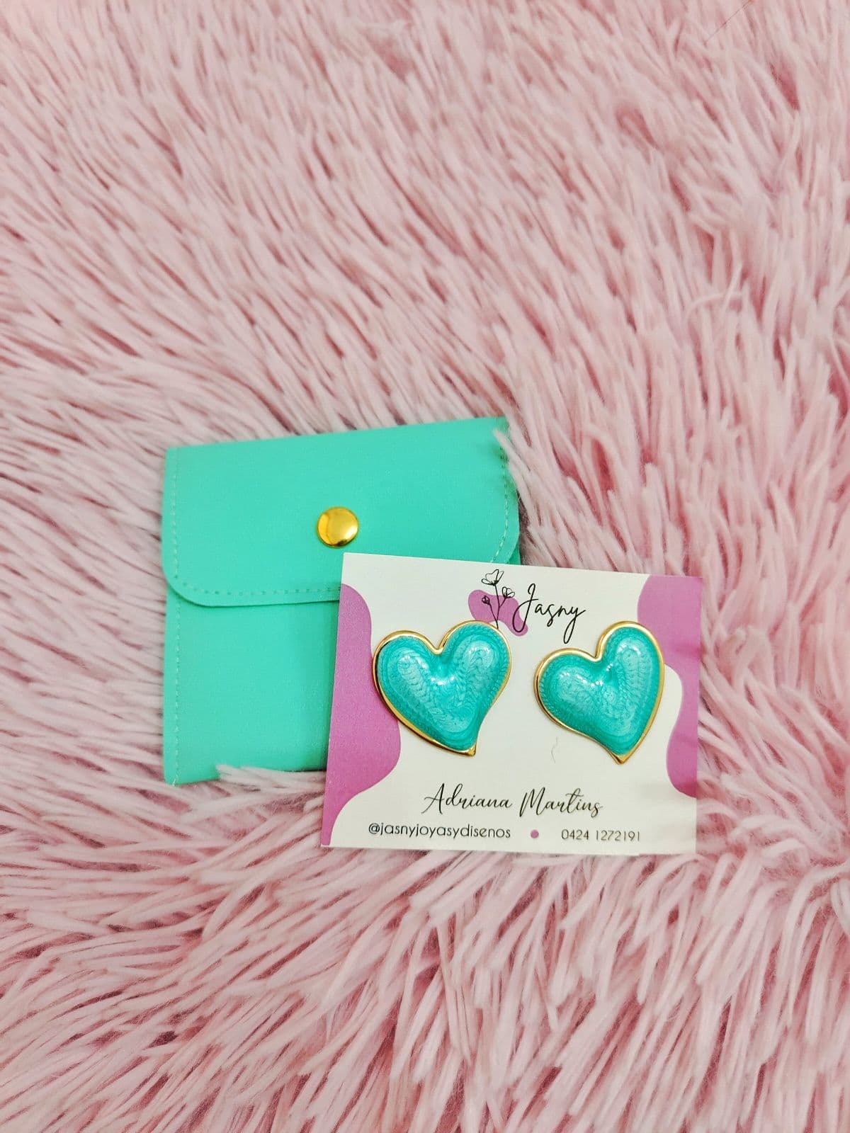 Zarcillos De Corazón Turquesa